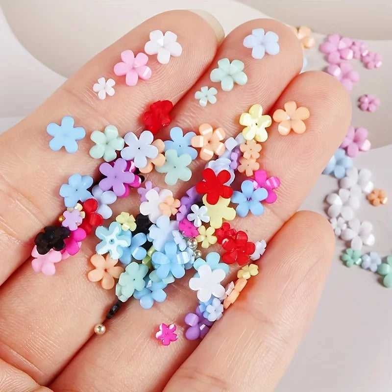 12 colors 3D Flower Nail Charms with Preals and Caviar Beads DIY Nail Art Design for Women and Girls Leedoar