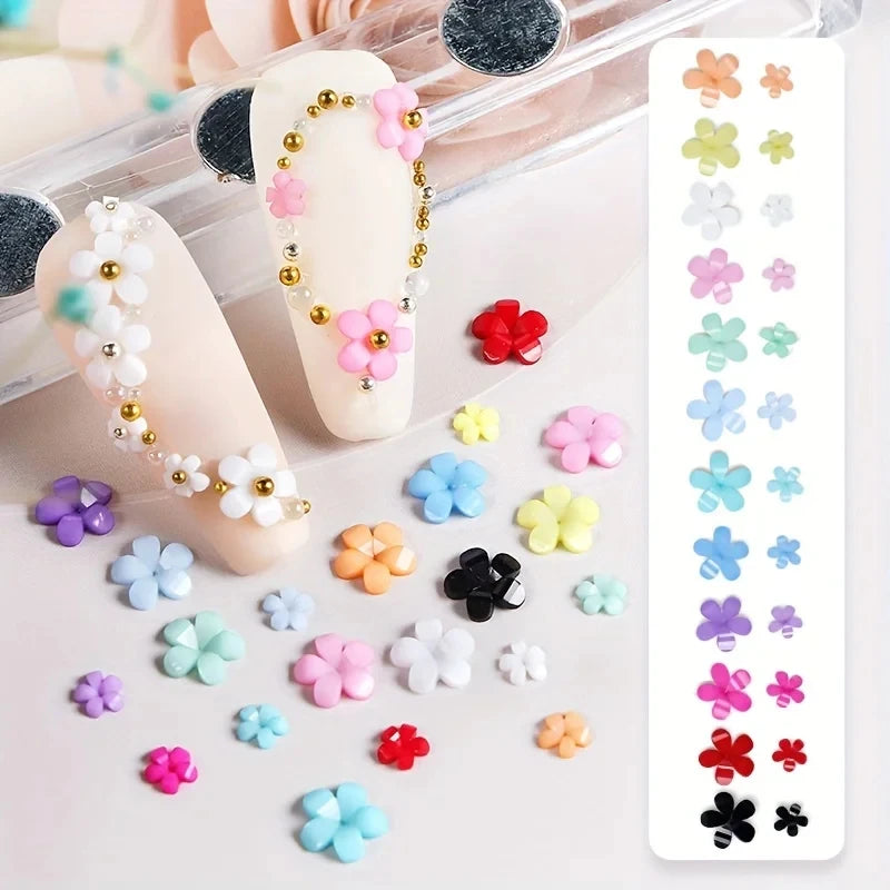 12 colors 3D Flower Nail Charms with Preals and Caviar Beads DIY Nail Art Design for Women and Girls Leedoar