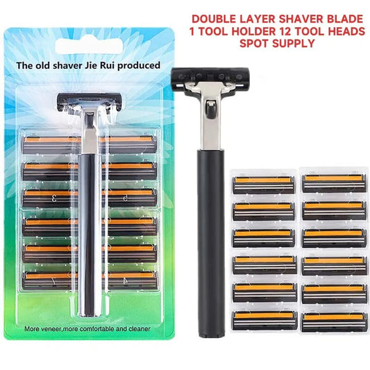 12-head Men Manual Razor Double Stainless Steel Blades Shaving Razor Can Be Replaced By A Combination Of Heads Also For Women