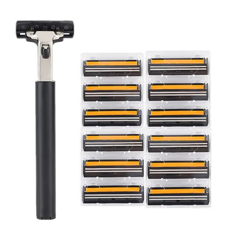 12-head Men Manual Razor Double Stainless Steel Blades Shaving Razor Can Be Replaced By A Combination Of Heads Also For Women