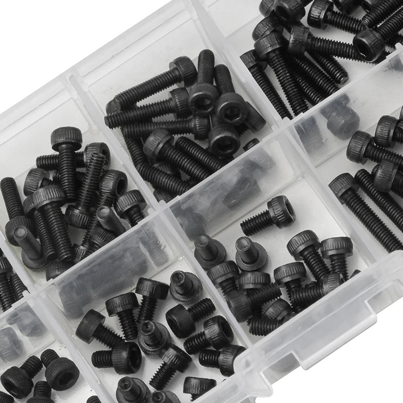 120 piezas M3 * 4-M3*20, Kit de tornillos de perno hexagonal de cabeza redonda de cilindro negro con caja Leedoar