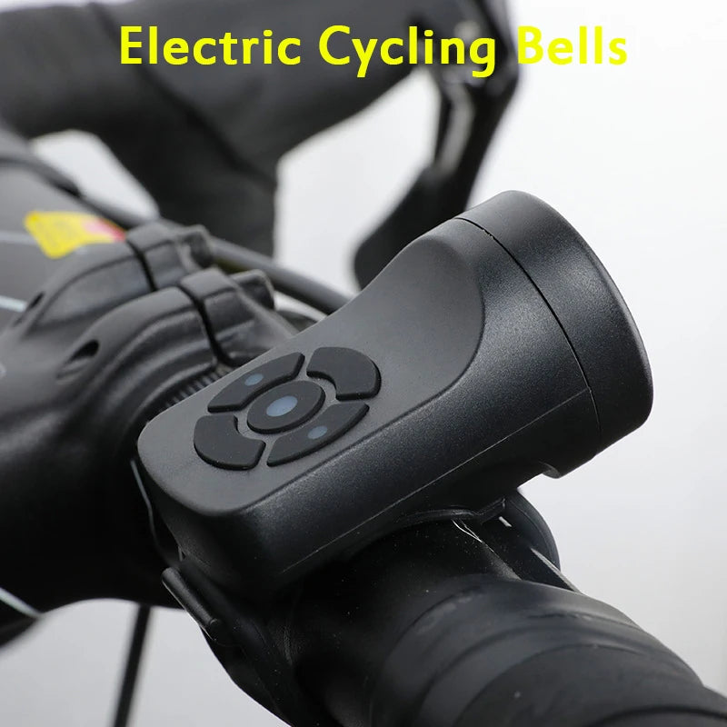 120DB Bicycle Motorcycle Electric Bell Horn 4 Modes Road Mountain Bicycle Bell USB Rechargeable Bike Safety Warning Alarm Leedoar