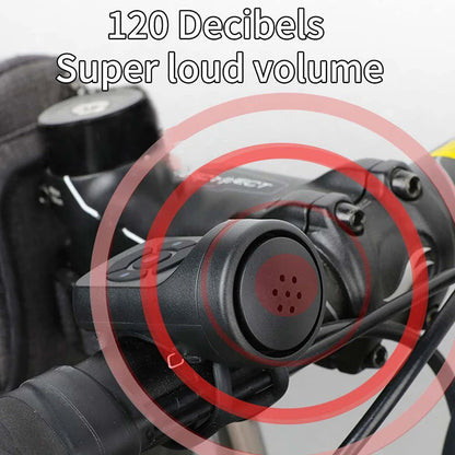 120DB Bicycle Motorcycle Electric Bell Horn 4 Modes Road Mountain Bicycle Bell USB Rechargeable Bike Safety Warning Alarm Leedoar