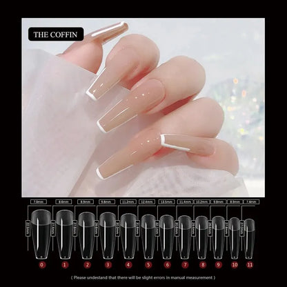 120Pcs False Nails Semi-Frosted Clear Coffin Fake Nail Tips Press on Nails Soak Off Full Cover Nail Capsule For Extension Leedoar