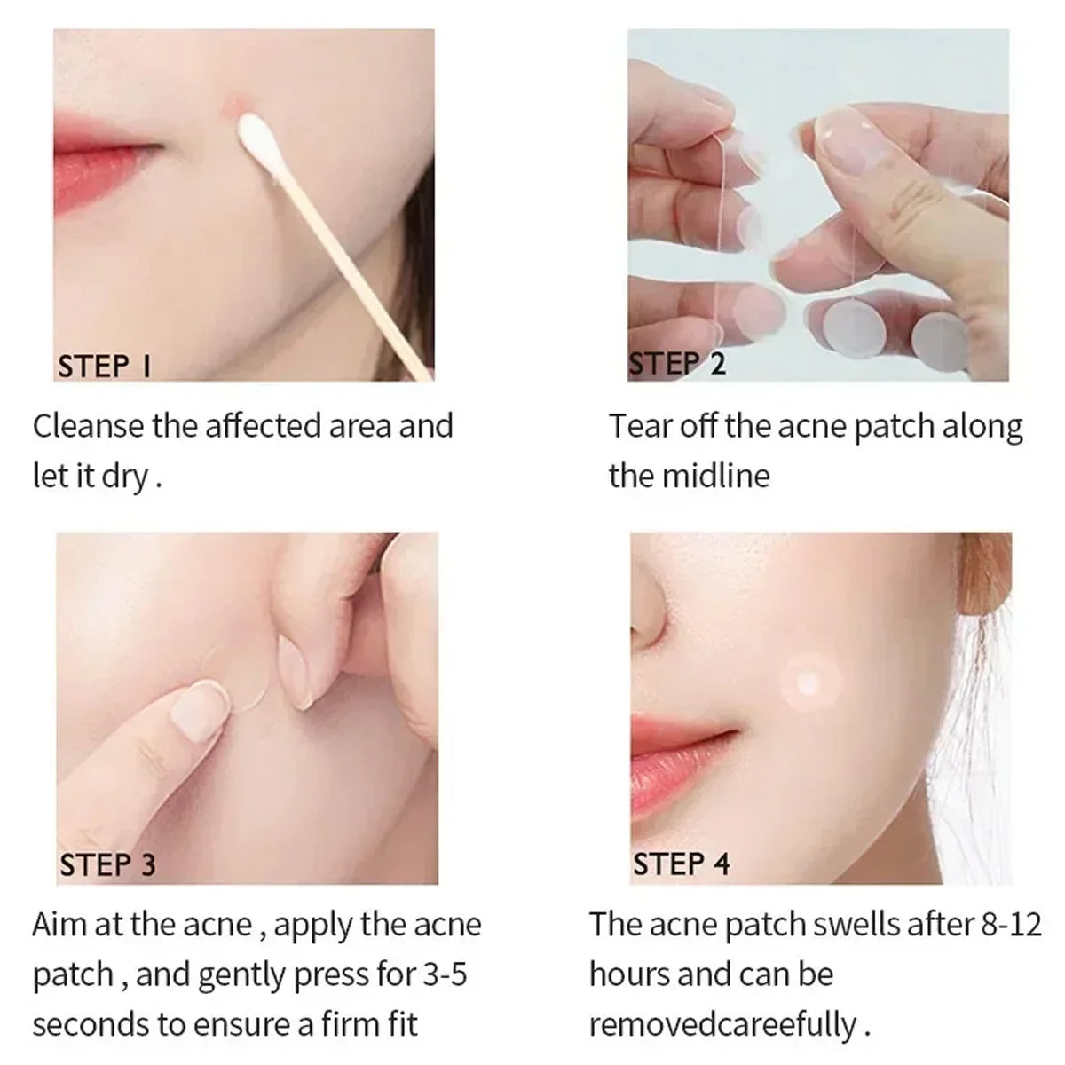 120pcs Invisible Acne Patches Removal Pimple Anti-Acne Hydrocolloid Patches Spots Marks Concealer Repair Sticker Waterproof Leedoar