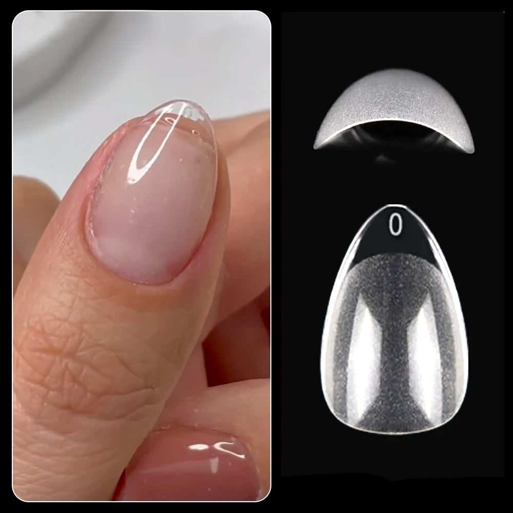 120pcs XXS Extra Short Almond Coffin Nail Tips Half Matte Pre-filed Soft Gel Full Cover Fake Nail for Small Average Nail Beds Leedoar