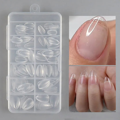 120pcs XXS Super Short Almond Full Cover Sculpted Soft Gel Nail Tips Press on Capsule Americaine Gel X Artificial Fake Nails Leedoar