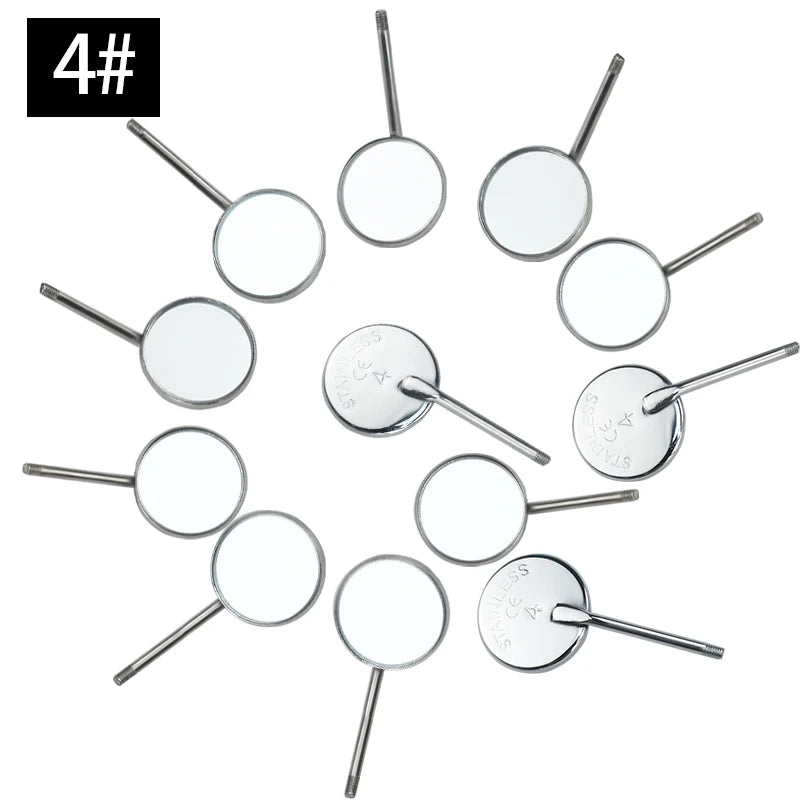 12Pcs/box Dental Stainless Steel Dental Mouth Mirror 4/5 Anti Fog Front Surface Dentistry Mirrors High Quality Dentist Equipment Leedoar