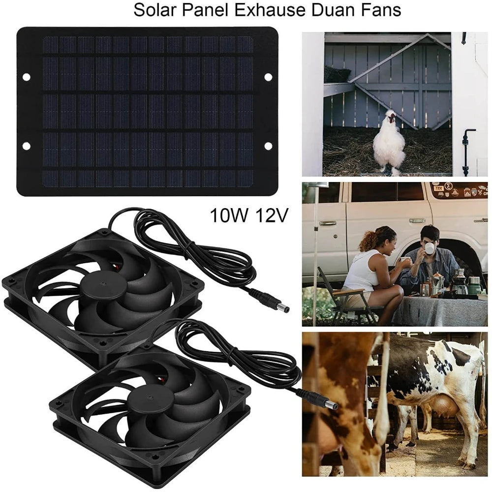 Ventilador de escape solar de 12 V, miniventilador de 6 pulgadas con panel solar, extractor de aire para perros, gallineros, casas rodantes, invernaderos 