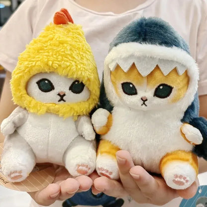 12cm Cartoon Cute Shark Fried Shrimp Cat Plush Doll Pendant Charm Package Pendant Leedoar