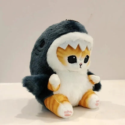 12cm Cartoon Cute Shark Fried Shrimp Cat Plush Doll Pendant Charm Package Pendant Leedoar