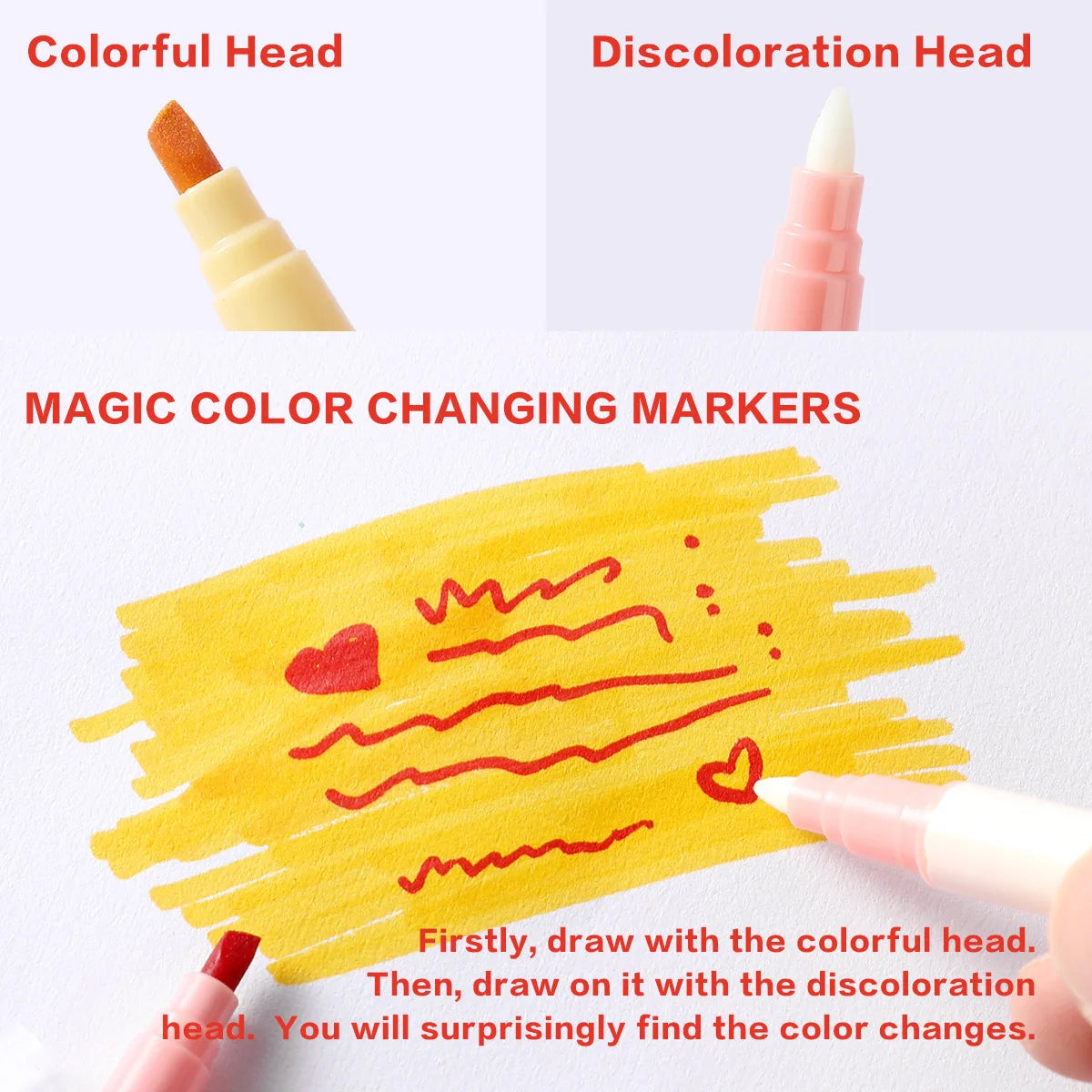 12pcs Double-ended Magic Color Changing Highlighter Pen Set, Student Diary Scrapbook Painting DIY Making, Classroom and Office S Leedoar