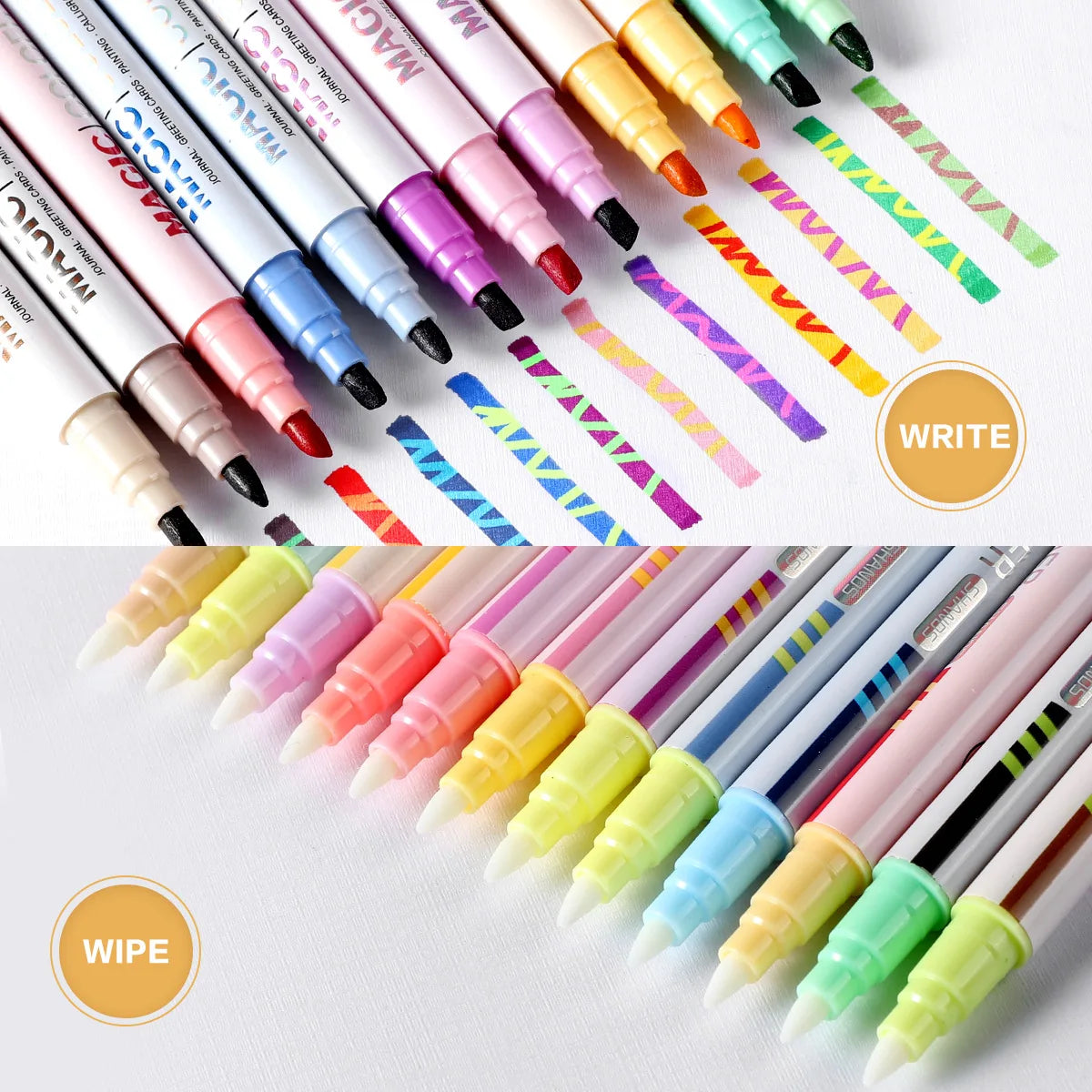 12pcs Double-ended Magic Color Changing Highlighter Pen Set, Student Diary Scrapbook Painting DIY Making, Classroom and Office S Leedoar