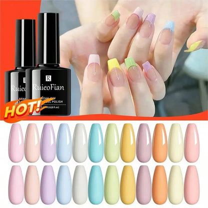 12pcs Macaron Gel Nail Polish Spring Summer Candy Set Pink Blue Color For Manicure Semi Permanent Soak Off Nail Art Gel Varnish Leedoar