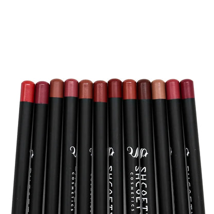 12pcs Matte Lip Liner Set Long-lasting Color Waterproof Lip Liner Sexy Full Lips Lip Retoque Cosmético Maquiagem Ferramentas 