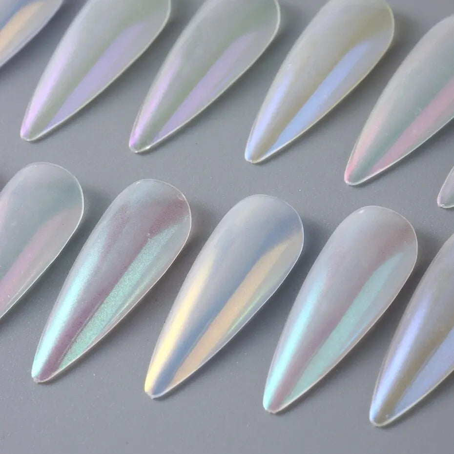 12pcs Mermaid Mirror Sparkly Chrome Pigment Nail Glitter Powders Aurora Laser DIP Dust Manicure Holographic Decoration Nails Leedoar