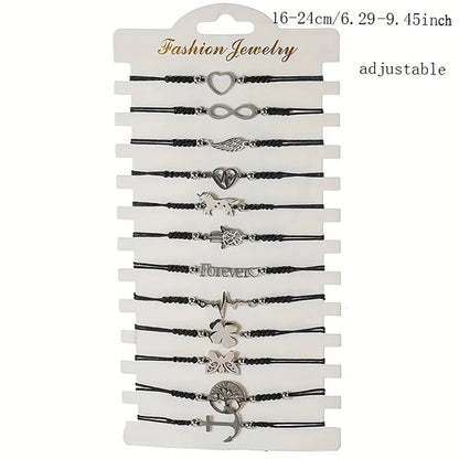 Juego de 12 pulseras trenzadas de acero inoxidable con estilo para hombre, perfectas para usar a diario y regalar a familiares y amigos 