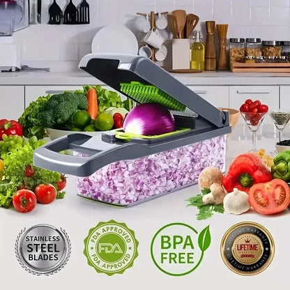 14/16 in 1 Multifunctional Vegetable Chopper Handle Food Grate Food Chopper Vegetable Slicer Dicer Cut Kitchen Items cocina Leedoar