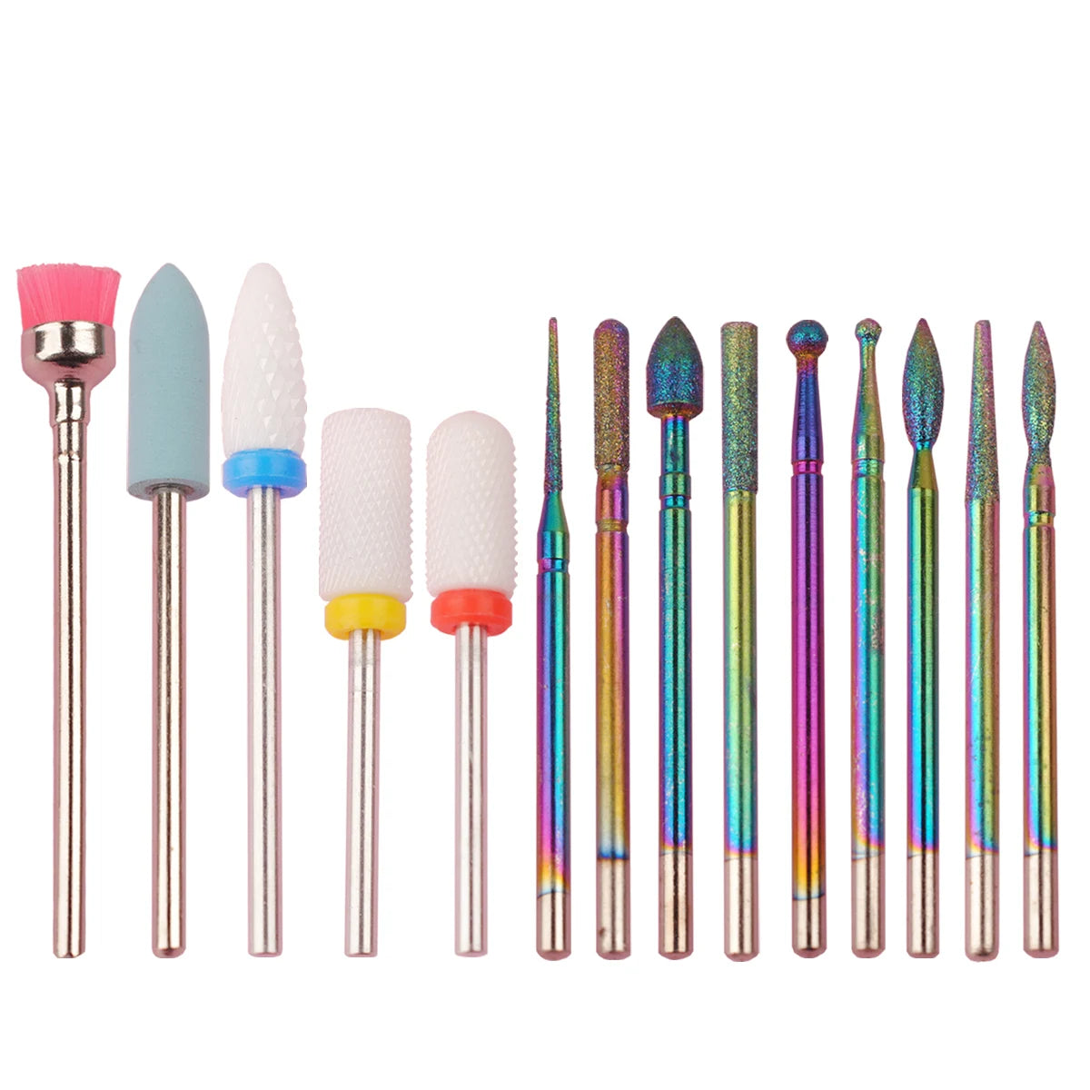 14 Pcs/box Professional Ceramic Nail Drill Bit Set Electric Manicure Nail File Bit For Acrylic Gel Nails And Cuticles Leedoar