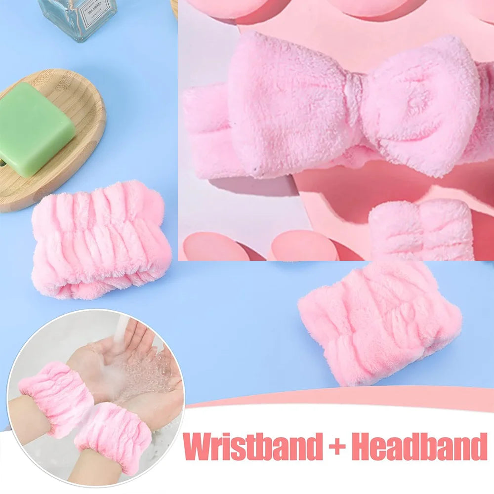 14 Piece Set Of Makeup High Elasticity Headband Wristband Reusable Triangle Puff Soft Sponge Combination Leedoar