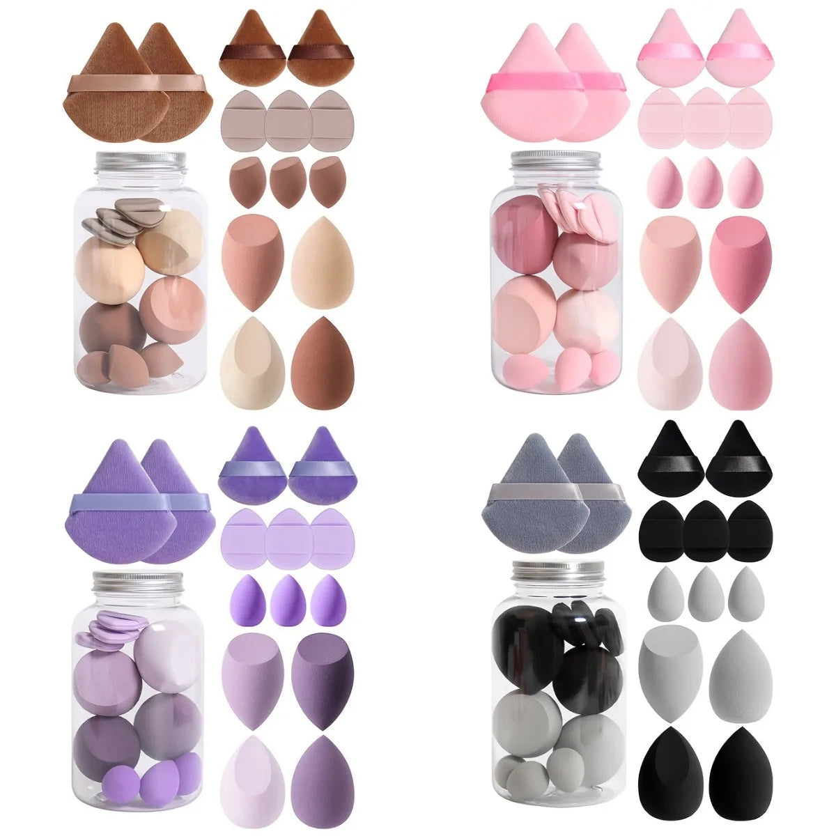 14pc Makeup Sponge Set With Storage Jar, Velvet Beauty Blenders, Makeup Sponge Finger Puff, Foundation Cosmetic Puffs Leedoar