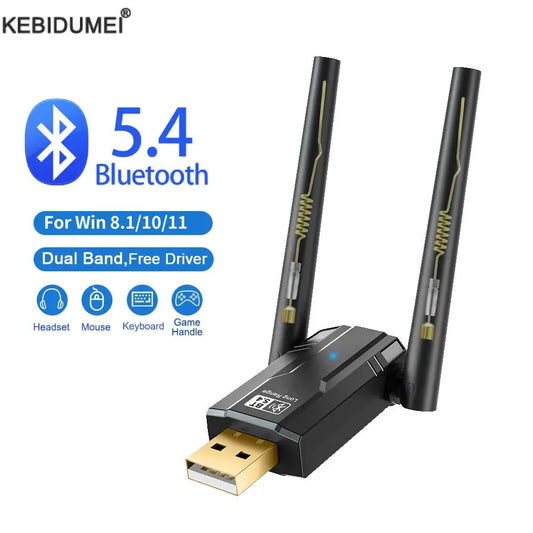 Adaptador USB Bluetooth 5.4 de 150 m, dongle inalámbrico para PC, ratón, teclado, música, receptor y transmisor de audio, Bluetooth 5.3