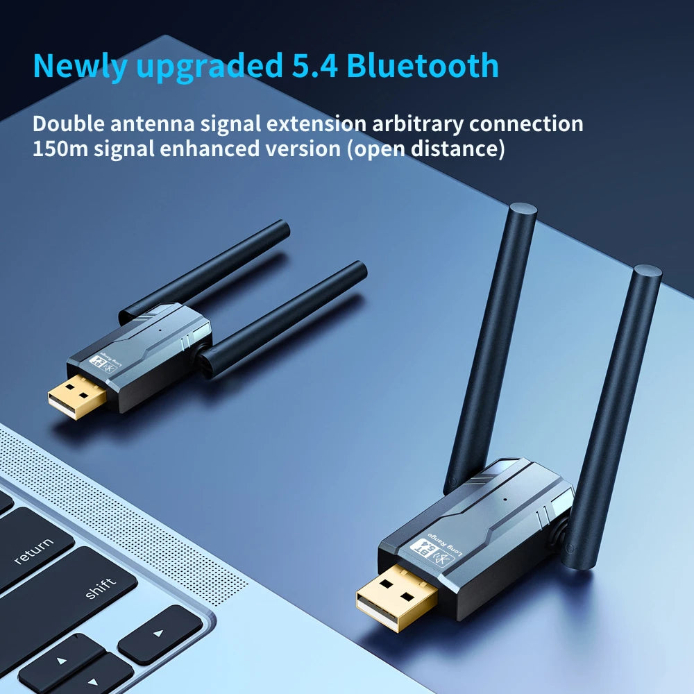 Adaptador USB Bluetooth 5.4 150M Dongle sem fio para PC Mouse sem fio Teclado Música Áudio Receptor Transmissor Bluetooth 5.3