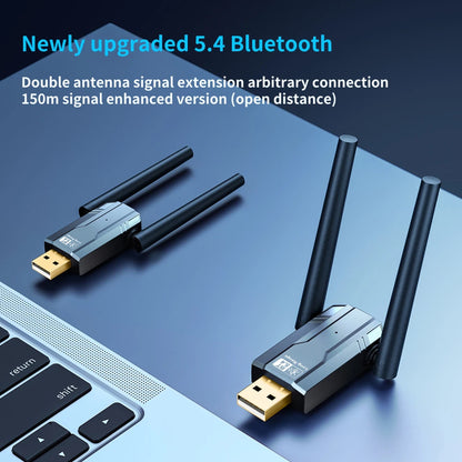 Adaptador USB Bluetooth 5.4 de 150 m, dongle inalámbrico para PC, ratón, teclado, música, receptor y transmisor de audio, Bluetooth 5.3