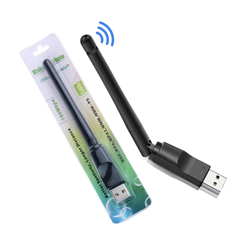 150Mbps MT7601 Mini USB WiFi Adapter Wireless Wifi Network Card Wi-Fi Receiver Dongle for Computer Desktop PC Laptop 2.4GHz 2dbi Leedoar