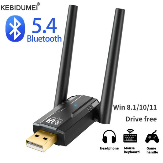 Adaptador USB Bluetooth 5.4 de 150 m, Dongle 5.3 para PC, ratón inalámbrico, teclado, receptor de audio y música, transmisor Bluetooth