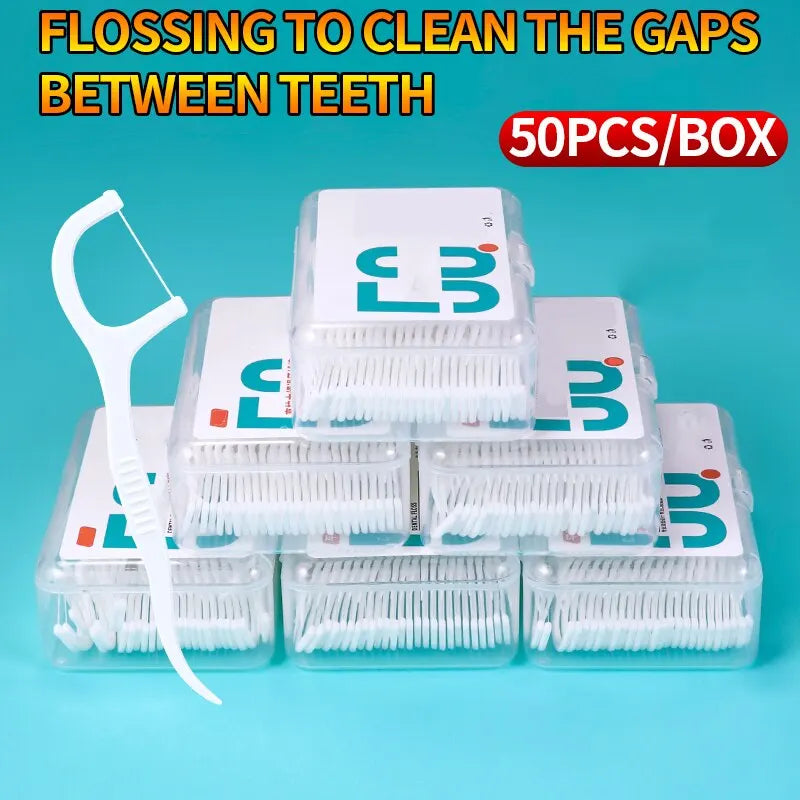 150pcs Dental Floss Plastic Toothpicks-Disposable Cleaning between Teeth-Separate Box-Oral Care Leedoar