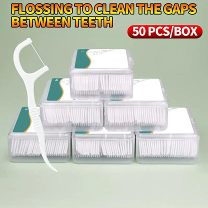 150pcs Dental Floss Plastic Toothpicks-Disposable Cleaning between Teeth-Separate Box-Oral Care Leedoar