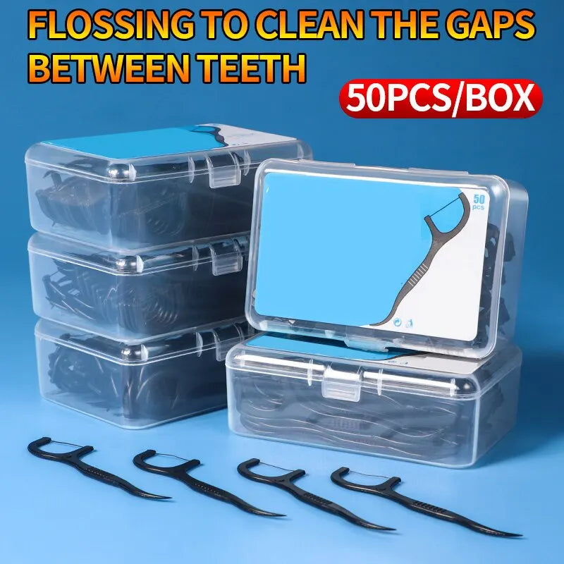 150pcs Dental Floss Plastic Toothpicks-Disposable Cleaning between Teeth-Separate Box-Oral Care Leedoar