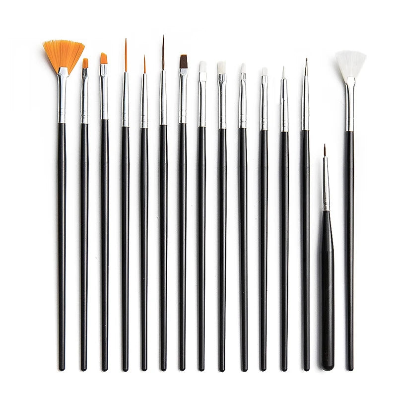 15pcs Pottery Brush Tools Dotting Pattern Dot Pens Brush Acrylic Pen Rocks Ceramics Painting Brush Nail Leedoar