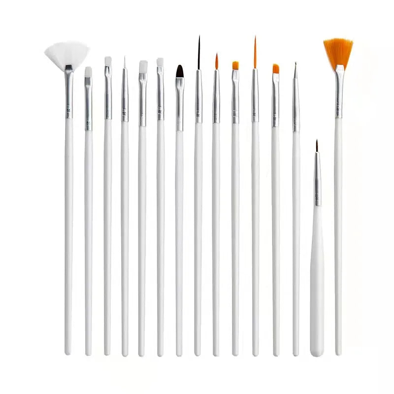 15pcs Pottery Brush Tools Dotting Pattern Dot Pens Brush Acrylic Pen Rocks Ceramics Painting Brush Nail Leedoar