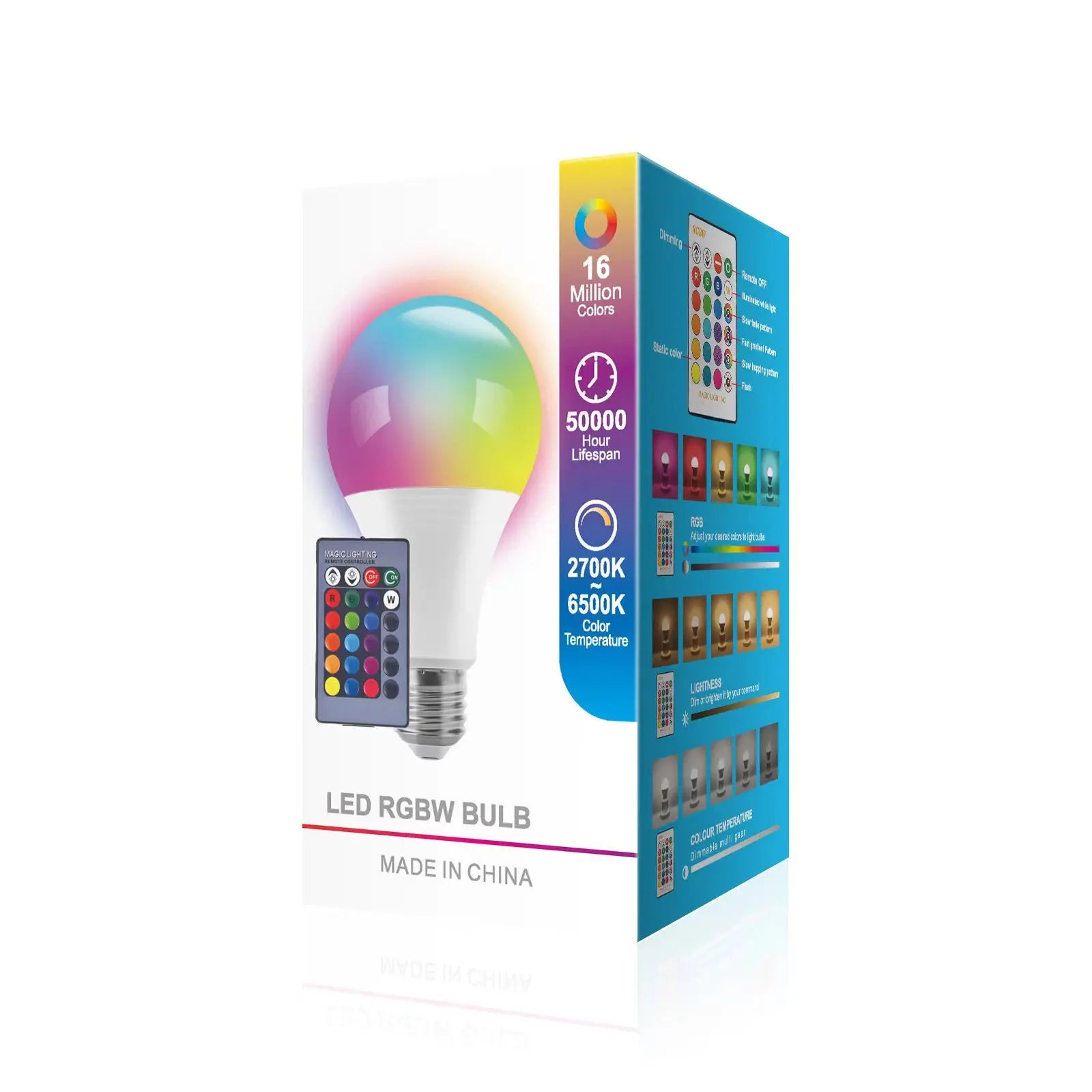 16 Colors RGB Bulb LED Multicolor Bulb E27 Base 220V Household Lighting Dimmable 24 Key Remote Control Atmosphere Neon Light Leedoar