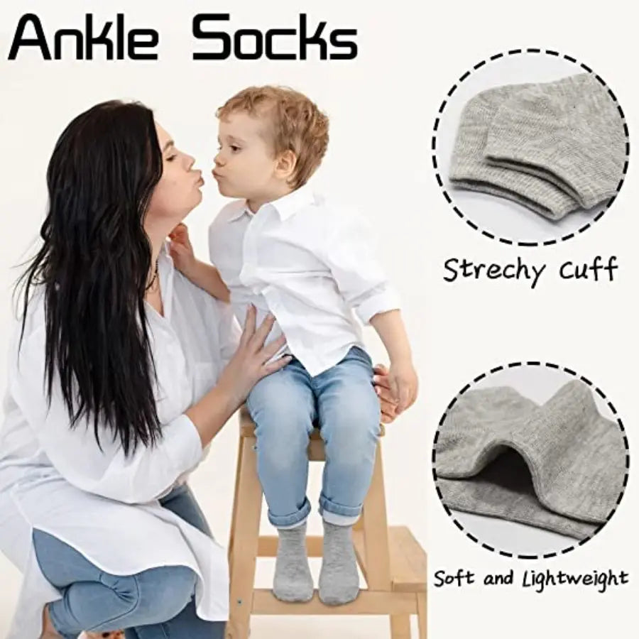 16 Pairs Ankle Socks - Toddler Low Cut Socks -  for 1-13 Years Boys Girls School Socks Leedoar