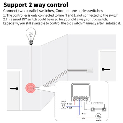 16A Tuya Smart WiFi Switch Support 2-Way DIY Switches Mini Smart Breaker Smart Life Control Support Alexa Google Alice Leedoar