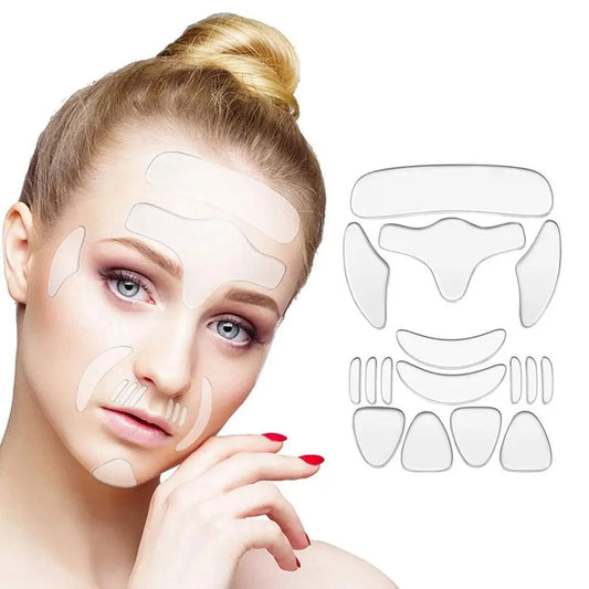 16pcs Reusable Silicone Patches Anti Rimpel Pads Silicone Wrinkle Removal Sticker Face Forehead Neck Eye Sticker Skin Care Patch Leedoar