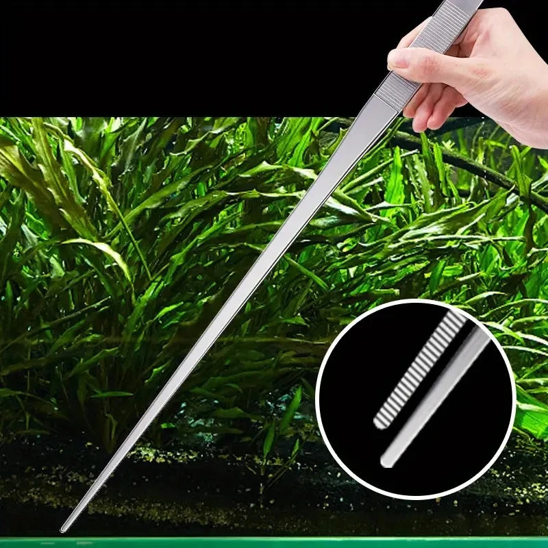 18.9in Stainless Steel Tweezers Fish Tank Aquatic Plants Aqaurium Tool Water Plant Curved Pliers Birds Reptile Feeding Tongs Leedoar