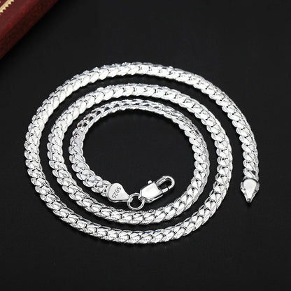 18K Gold/Silver Color 6mm Full Sideways Necklace 8/18/20/24 Inch Chain For Woman Men Fashion Wedding Engagement Jewelry Leedoar