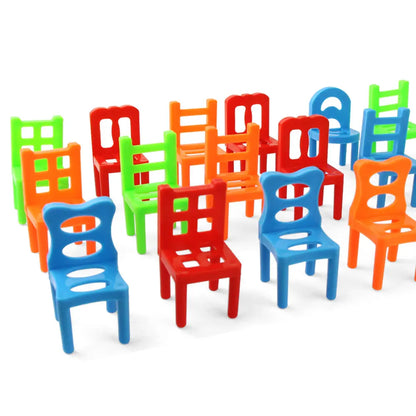 18Pcs/Set Mini Balance Chairs Game Stacking Blocks Assembly Family Game Balancing Training Interactive Educational Toy for Kids Leedoar