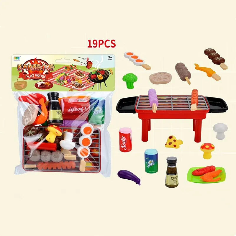 19 Pcs BBQ Barbecue Toys Children's Family Toy Barbecue Stall Paren Child Game Leedoar