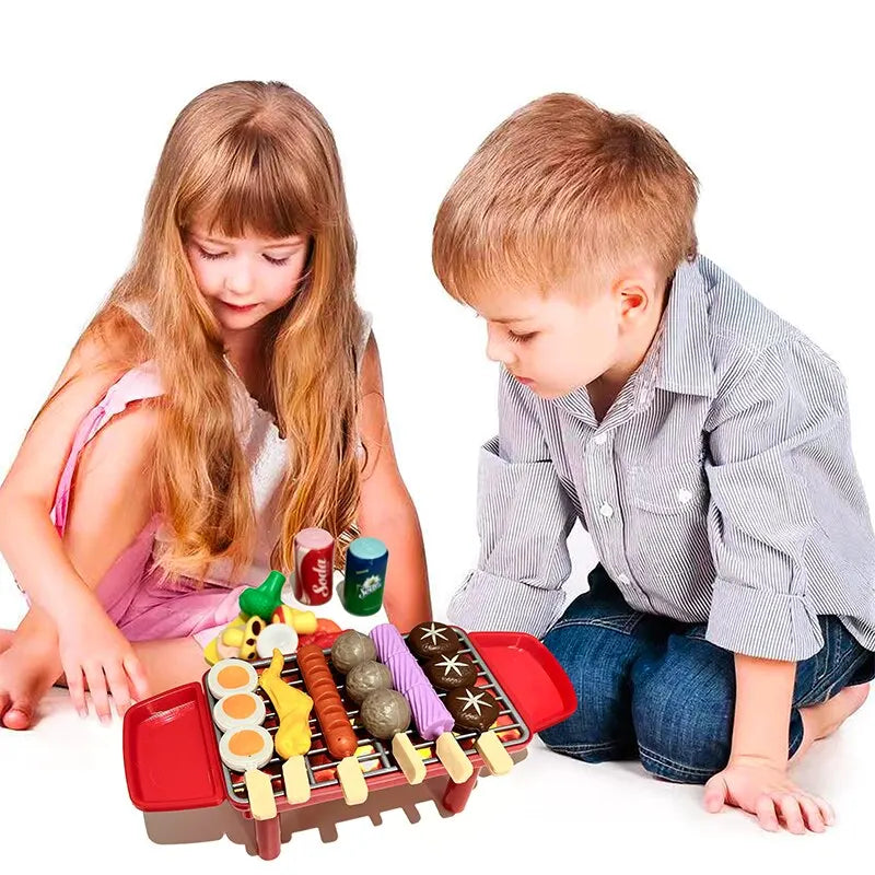 19 Pcs BBQ Barbecue Toys Children's Family Toy Barbecue Stall Paren Child Game Leedoar