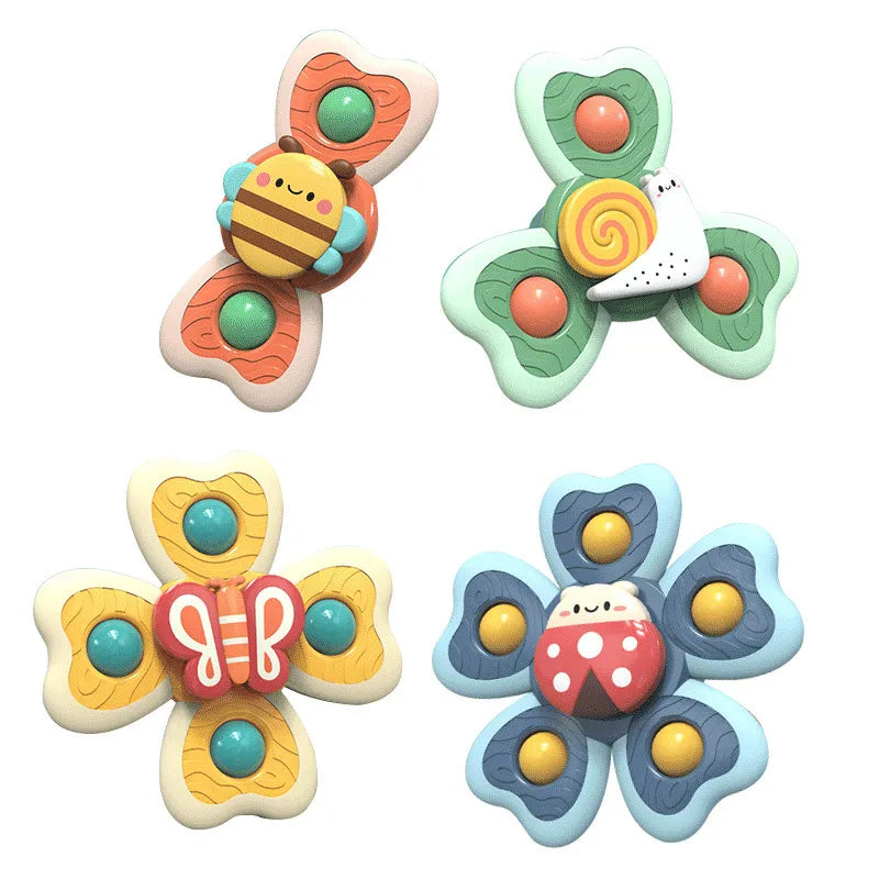 1PC Baby Cartoon Sea Animal Spinners Toy ABS Suction Cup Spinning Top Gyro Stress Reliever Kids Bath Toys Leedoar