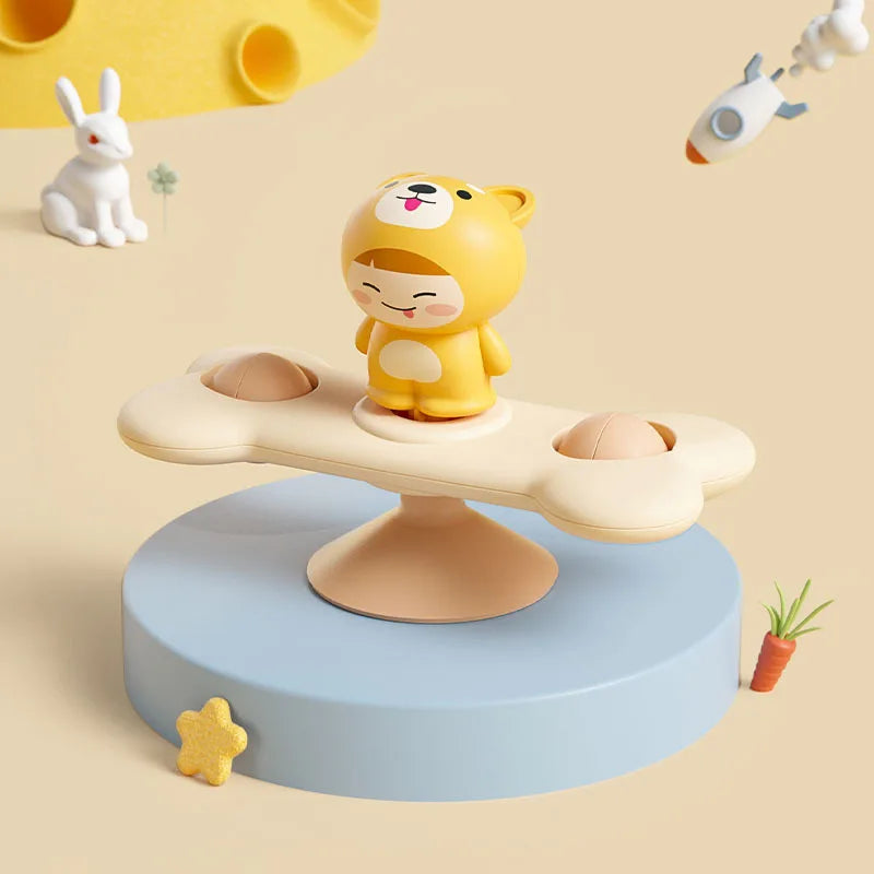 1PC Baby Cartoon Sea Animal Spinners Toy ABS Suction Cup Spinning Top Gyro Stress Reliever Kids Bath Toys Leedoar