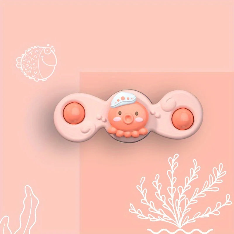 1PC Baby Cartoon Sea Animal Spinners Toy ABS Suction Cup Spinning Top Gyro Stress Reliever Kids Bath Toys Leedoar