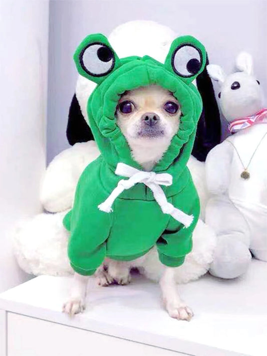 1PC Cute Frog Pet Sweater for Small and Medium Dogs - Green Dog Hoodie with Fun Design - Keep Your Pup Cozy and Stylish Leedoar