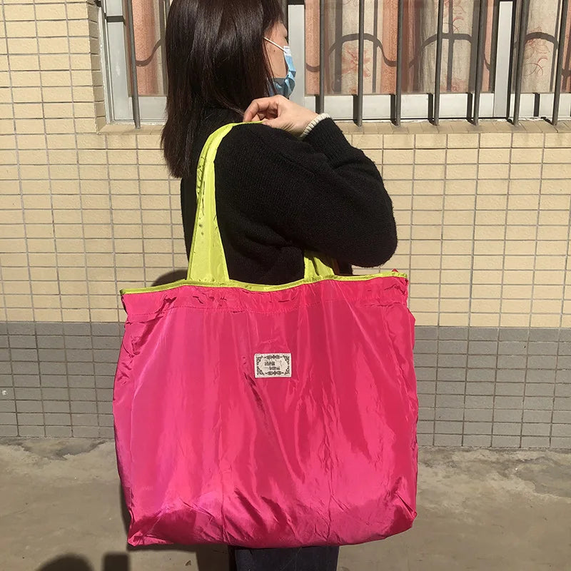 1PC Environmentally Friendly Shopping Bag, Foldable One Shoulder Carrying Bag, Portable Supermarket Grocery Bag Leedoar