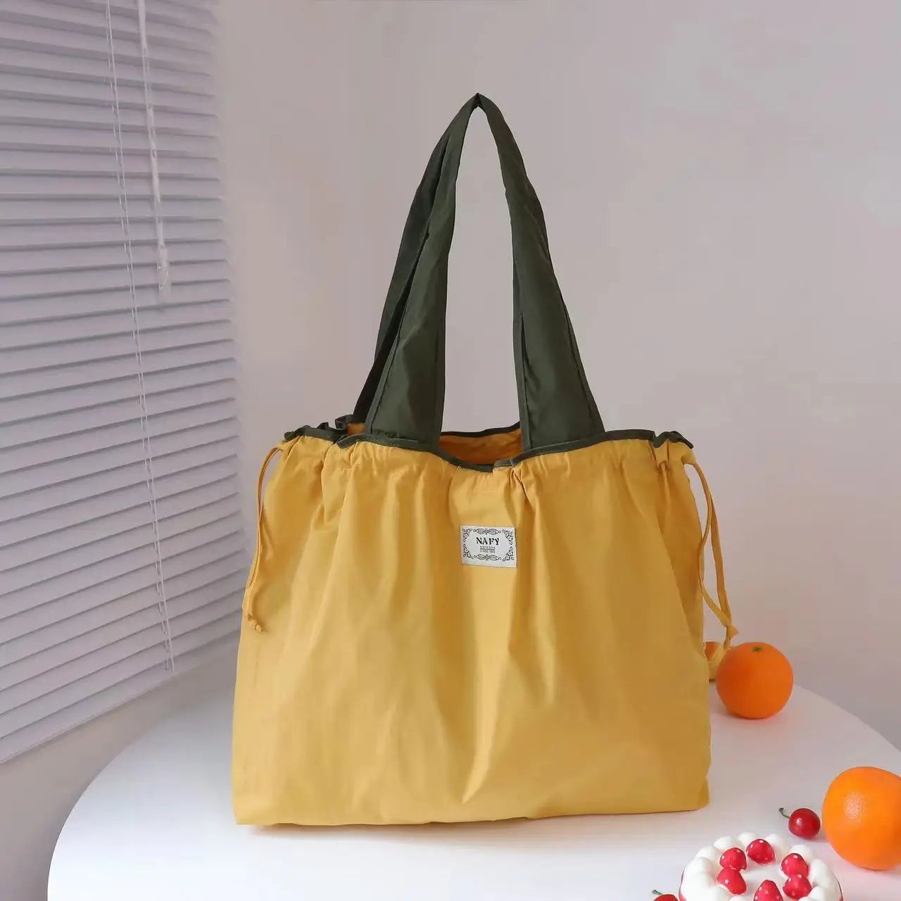 1PC Environmentally Friendly Shopping Bag, Foldable One Shoulder Carrying Bag, Portable Supermarket Grocery Bag Leedoar